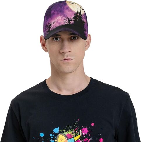 Cute Halloween Funny Pumpkin Bat Adjustable Baseball Cap Golf Hat Caps for Men Women in Saudi Arabia