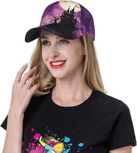 Cute Halloween Funny Pumpkin Bat Adjustable Baseball Cap Golf Hat Caps for Men Women in Saudi Arabia