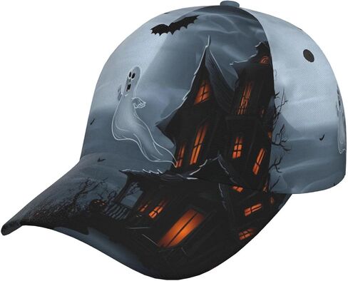Cute Halloween Funny Pumpkin Bat Adjustable Baseball Cap Golf Hat Caps for Men Women in Saudi Arabia