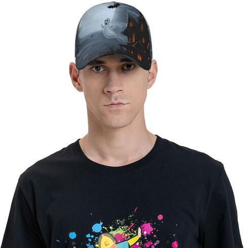 Cute Halloween Funny Pumpkin Bat Adjustable Baseball Cap Golf Hat Caps for Men Women in Saudi Arabia