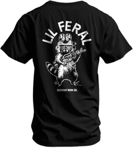 تي شيرت برسوم جرافيك للرجال من Combat Iron - Lil Feral Raccoon - مقاس رياضي مزيج من القطن والبوليستر المنكمش مسبقًا in Kuwait