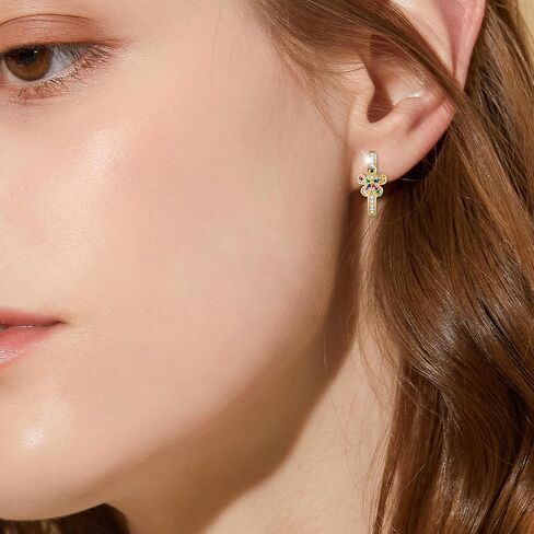 Richapex 18K Gold Plated Hoop Earrings for Women, Dainty Colorful Flower Hoop Earrings, Hypoallergenic, Anniversary Birthday Gifts for Women in Saudi Arabia