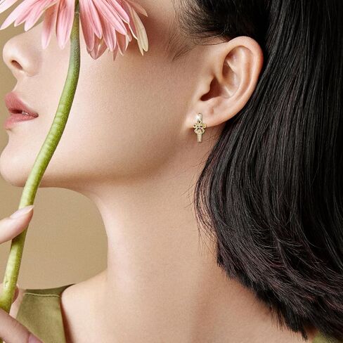 Richapex 18K Gold Plated Hoop Earrings for Women, Dainty Colorful Flower Hoop Earrings, Hypoallergenic, Anniversary Birthday Gifts for Women in Saudi Arabia