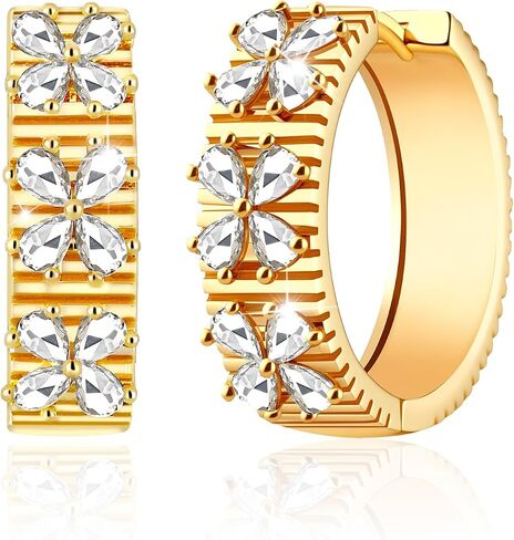 Richapex 18K Gold Plated Hoop Earrings for Women, Dainty Colorful Flower Hoop Earrings, Hypoallergenic, Anniversary Birthday Gifts for Women in Saudi Arabia