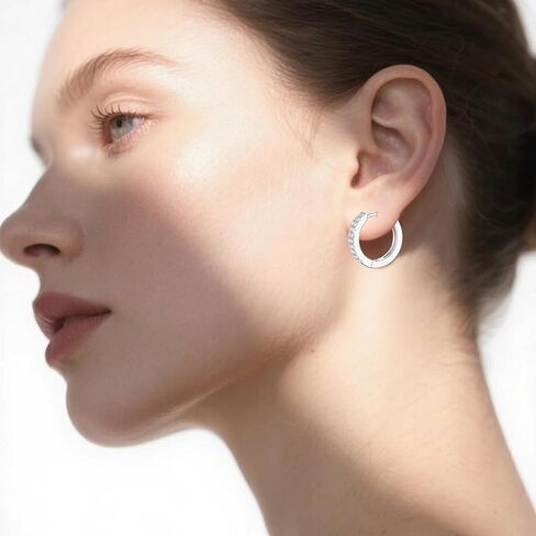 LAB Grown Diamond Hoop Earrings for Women in 925 Sterling Silver, 0.44 Carat Total Weight, Stud Earrings Jewelry Gift for Women, E-F Color, VVS1-VS1 Clarity in Kuwait