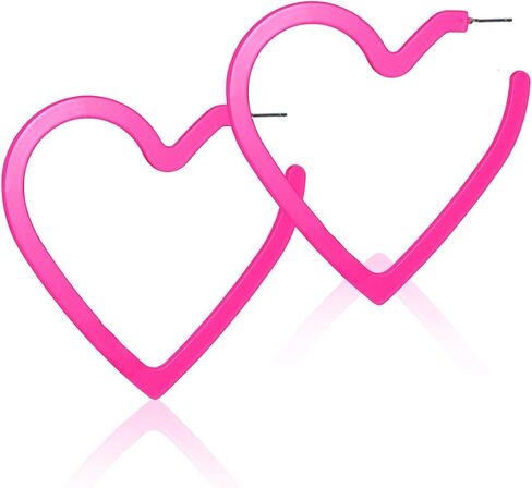 70mm Hot Pink Heart Big Hoop Earring Acrylic Open Large Hoop Earrings C Shape Trendy Earrings Lightweight Statement Ear Jewelry Earring For Women in Saudi Arabia