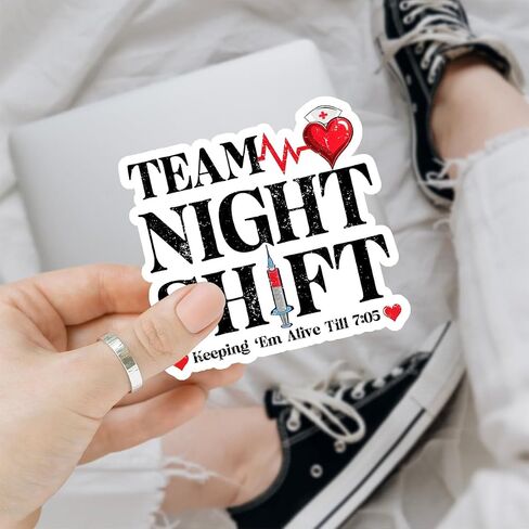 3 Pcs Team Night Shift Sticker, Night Shift Nurse Sticker, Medical Worker Sticker, Funny Nurse Gift, RN BSN CNA Doctor Vinyl Sticker 3 Inches for Laptop Water Bottle Phone Helmet Kindles Tumbler in Saudi Arabia
