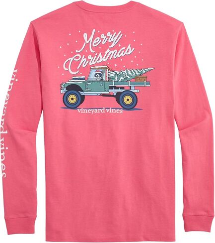 تي شيرت رجالي من Vineyard Vines بأكمام طويلة للجيب على شكل شاحنة وشجرة in Saudi Arabia