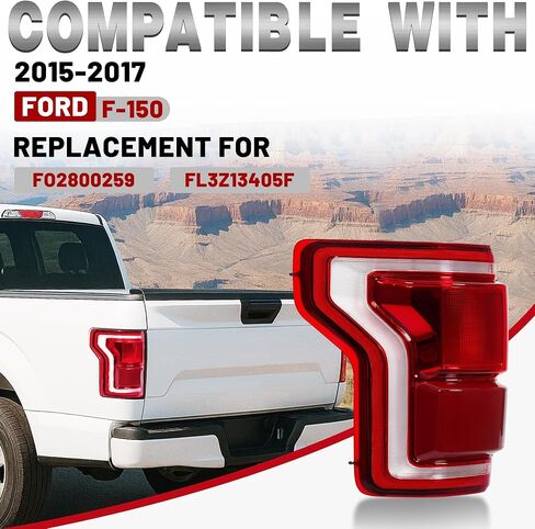 HECASA Right LED Tail Light Compatible with 2015-2017 Ford F-150 F150 Replacement for FO2801259 Rear Taillight Brake Lamp w/LED Tube Red Lens Passenger Side in Saudi Arabia