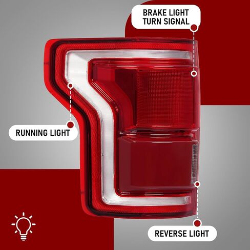 HECASA Right LED Tail Light Compatible with 2015-2017 Ford F-150 F150 Replacement for FO2801259 Rear Taillight Brake Lamp w/LED Tube Red Lens Passenger Side in Saudi Arabia