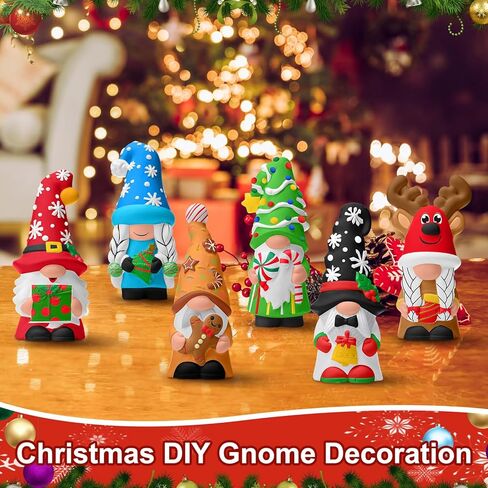 WinnerWhy 6 Pcs Halloween Ceramics to Paint Ready to Paint Your Own Gnome Statues 5.12" Paintable Santa Snowman Reindeer Figurines DIY Unpainted Ceramics Plaster Crafts Kit with Brush Palette Paint in Kuwait