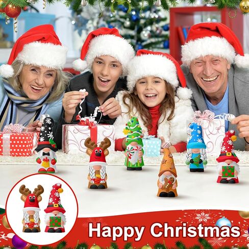 WinnerWhy 6 Pcs Halloween Ceramics to Paint Ready to Paint Your Own Gnome Statues 5.12" Paintable Santa Snowman Reindeer Figurines DIY Unpainted Ceramics Plaster Crafts Kit with Brush Palette Paint in Kuwait