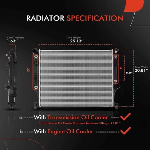 A-Premium Engine Coolant Radiator Assembly with Oil Cooler Compatible with Mercedes-Benz R350 2006-2012, R500 2006-2007, ML350 2006-2011, ML500 2006-2007, Automatic Trans. in Saudi Arabia