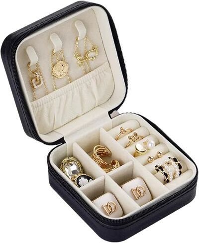 Travel Jewelry Box, Small Jewelry Travel Organizer Case Travel Essentials Christmas for Women, White in Saudi Arabia