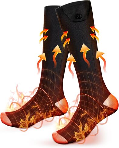 جوارب ساخنة للرجال والنساء مع حزمة بطارية قابلة لإعادة الشحن، جوارب تسخين كهربائية قابلة للغسل، تحكم ذكي في الشتاء، تدفئة القدم الحرارية للصيد والتزلج والتخييم in Kuwait