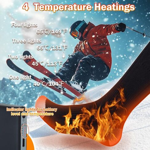 جوارب ساخنة للرجال والنساء مع حزمة بطارية قابلة لإعادة الشحن، جوارب تسخين كهربائية قابلة للغسل، تحكم ذكي في الشتاء، تدفئة القدم الحرارية للصيد والتزلج والتخييم in Kuwait