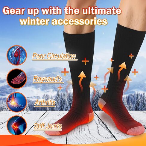 جوارب ساخنة للرجال والنساء مع حزمة بطارية قابلة لإعادة الشحن، جوارب تسخين كهربائية قابلة للغسل، تحكم ذكي في الشتاء، تدفئة القدم الحرارية للصيد والتزلج والتخييم in Kuwait