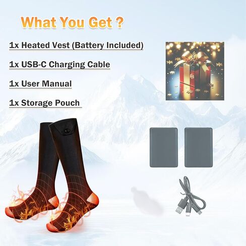 جوارب ساخنة للرجال والنساء مع حزمة بطارية قابلة لإعادة الشحن، جوارب تسخين كهربائية قابلة للغسل، تحكم ذكي في الشتاء، تدفئة القدم الحرارية للصيد والتزلج والتخييم in Kuwait