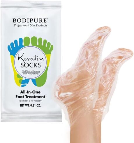 Bodipure All-in-1 قناع القدم ترطيب | قناع القدم والفيتامين هـ للقدمين الجافة المتشققة ، الكالس والكعب تليين | سهلة الاستخدام إصلاح القدم باديكير | علاج أقدام خالية من المواد الكيميائية | 50 زوجًا in Kuwait