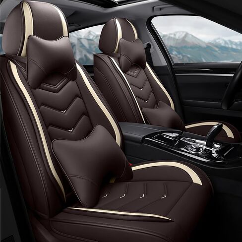 Car Seat Covers Fit for Toyota Land Cruiser 2000-2025, Stylish Sport Seat Covers, Waterproof Wear-Resistant Premium Nappa Leather Car Seat Cover.(Full Set with Pillow/Pure Black) in Saudi Arabia