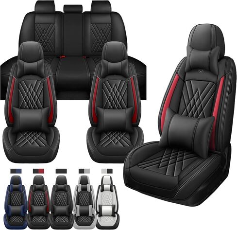Seat Covers for Nissan Pathfinder 2003-2025, Premium Leather Car Seat Protector, Waterproof, Airbag-Compatible & Durable Auto Interior Protection(5 Seats, Black&Red, Luxury) in Saudi Arabia