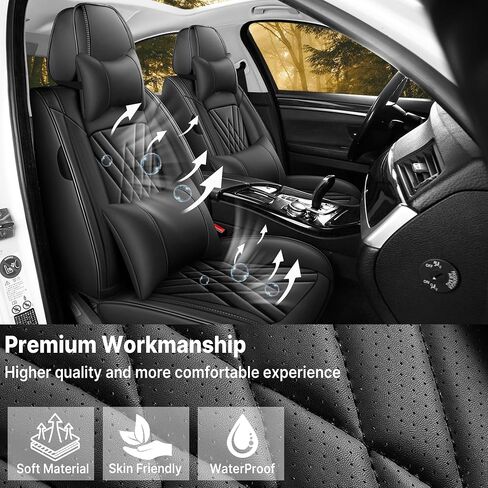 Seat Covers for Nissan Pathfinder 2003-2025, Premium Leather Car Seat Protector, Waterproof, Airbag-Compatible & Durable Auto Interior Protection(5 Seats, Black&Red, Luxury) in Saudi Arabia