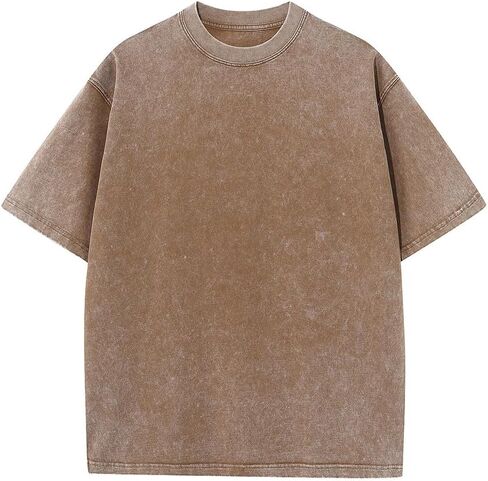 Men's T-Shirts Oversized Unisex Short Sleeves Casual Loose Wash Solid Basic Tee Tops in Saudi Arabia