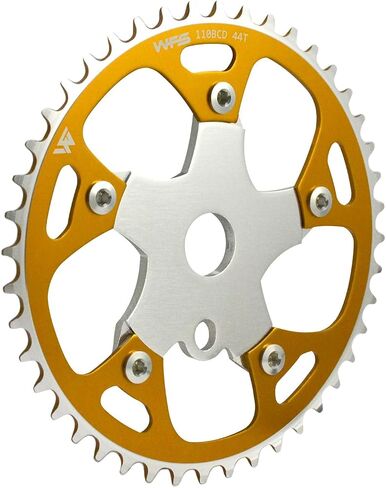 WFS Pulsar Chainring w/Spider Sprocket 44T 1/8" 110mm BCD 5 Arm Hole Old School BMX, Black, WFS3080-BO in Kuwait
