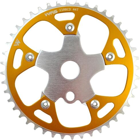 WFS Pulsar Chainring w/Spider Sprocket 44T 1/8" 110mm BCD 5 Arm Hole Old School BMX, Black, WFS3080-BO in Kuwait