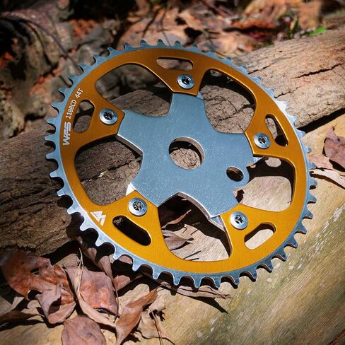 WFS Pulsar Chainring w/Spider Sprocket 44T 1/8" 110mm BCD 5 Arm Hole Old School BMX, Black, WFS3080-BO in Kuwait