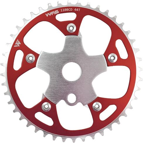 WFS Pulsar Chainring w/Spider Sprocket 44T 1/8" 110mm BCD 5 Arm Hole Old School BMX, Black, WFS3080-BO in Kuwait