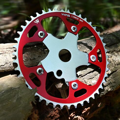WFS Pulsar Chainring w/Spider Sprocket 44T 1/8" 110mm BCD 5 Arm Hole Old School BMX, Black, WFS3080-BO in Kuwait