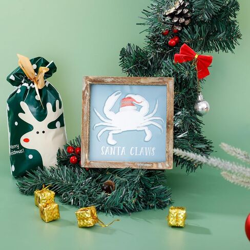 زينة عيد الميلاد في الأماكن المغلقة، علامات شجرة عيد الميلاد الخشبية لطاولة مكتب رف رف المكتب، زينة عيد الميلاد الريفية ديكور المنزل الداخلي، ديكور صينية متدرجة لمنزل المزرعة in Kuwait