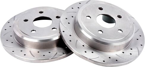 Rear Drilled and Slotted Brake Pads and Rotors Kit Ceramic Automotive Replacement Brake Kits 12.60 Inch Compatible for Jeep Commander Grand Cherokee 2005-2010 (10 Pcs) in Saudi Arabia