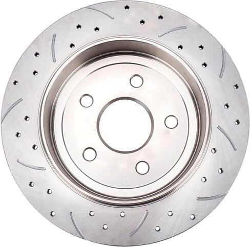 Rear Drilled and Slotted Brake Pads and Rotors Kit Ceramic Automotive Replacement Brake Kits 12.60 Inch Compatible for Jeep Commander Grand Cherokee 2005-2010 (10 Pcs) in Saudi Arabia