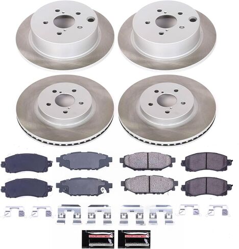 طقم فرامل أمامية وخلفية Power Stop SC7927 مع دوارات فرامل شبه مطلية ووسادات فرامل سيراميكية وأجهزة لـ 2018 2019 2020 2021 2022 سوبارو امبريزا Crosstrek in Saudi Arabia
