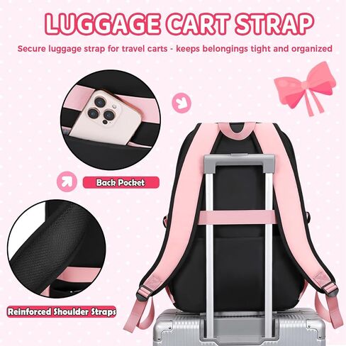 3pcs Cute Aesthetic Girls Backpack with Lunch Box Pencil Case Set, Elementary Middle High School Student Book Bag for Kids Teens, Large Capacity Kawaii Preppy Bow Tie Bookbag in Saudi Arabia