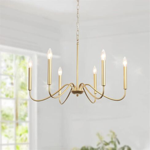 d 6-Light Farmhouse Chaner لغرفة الطعام - نمط شمعة ريفي، تركيبات إضاءة صناعية حديثة للمطبخ وغرفة المعيشة والبهو والمدخل in Saudi Arabia