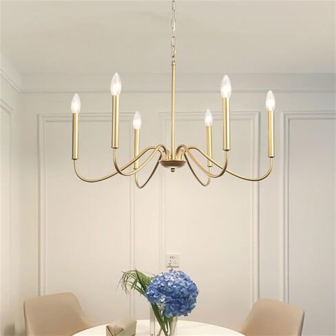 d 6-Light Farmhouse Chaner لغرفة الطعام - نمط شمعة ريفي، تركيبات إضاءة صناعية حديثة للمطبخ وغرفة المعيشة والبهو والمدخل in Saudi Arabia