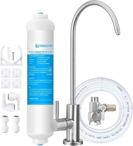 Inline Water Filter Kit for Ice Maker and Refrigerator,Include Feed Water Valve,1/4" Water Line and Quick Connect Fittings,Ideal for Ice Maker,Refrigerator,RO(Reverse Osmosis) System in Kuwait