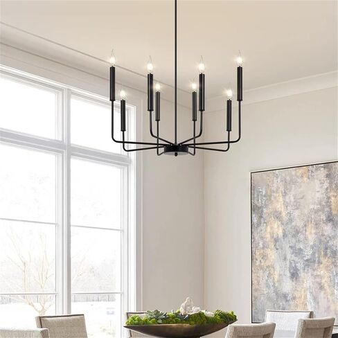 الصناعية الحديثة الأسود 8-Light Chaner، نمط المزرعة شنقا الضوء لغرفة الطعام، غرفة النوم، البهو، المطبخ، غرفة المعيشة، المدخل in Saudi Arabia