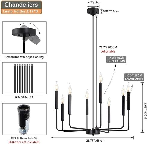 الصناعية الحديثة الأسود 8-Light Chaner، نمط المزرعة شنقا الضوء لغرفة الطعام، غرفة النوم، البهو، المطبخ، غرفة المعيشة، المدخل in Saudi Arabia