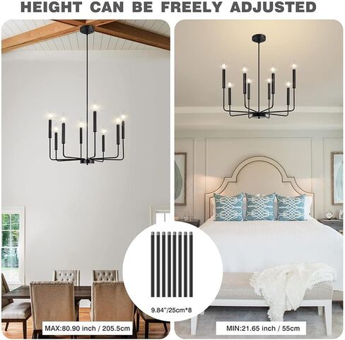 الصناعية الحديثة الأسود 8-Light Chaner، نمط المزرعة شنقا الضوء لغرفة الطعام، غرفة النوم، البهو، المطبخ، غرفة المعيشة، المدخل in Saudi Arabia