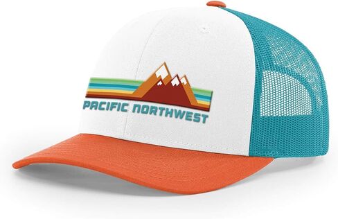 Pacific Northwest Trucker Hat - Richardson 115 Embroidered Snapback Cap for Men & Women - Hiking, Camping & Outdoor Adventure in Kuwait