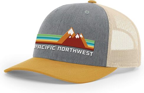 Pacific Northwest Trucker Hat - Richardson 115 Embroidered Snapback Cap for Men & Women - Hiking, Camping & Outdoor Adventure in Kuwait