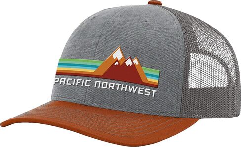 Pacific Northwest Trucker Hat - Richardson 115 Embroidered Snapback Cap for Men & Women - Hiking, Camping & Outdoor Adventure in Kuwait