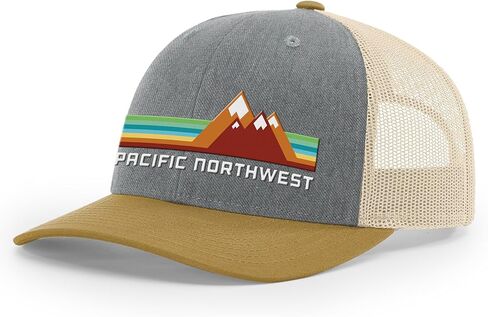 Pacific Northwest Trucker Hat - Richardson 115 Embroidered Snapback Cap for Men & Women - Hiking, Camping & Outdoor Adventure in Kuwait