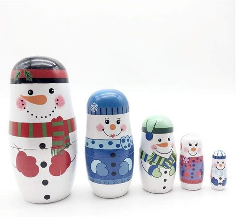 Konrisa Animal Nesting Dolls Handmade Figurine Wooden Stacking Dolls Toys for Children Kids,Home Decoration Party Supplies,Set of 5 Brown Bear in Kuwait