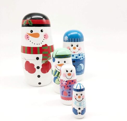 Konrisa Animal Nesting Dolls Handmade Figurine Wooden Stacking Dolls Toys for Children Kids,Home Decoration Party Supplies,Set of 5 Brown Bear in Kuwait