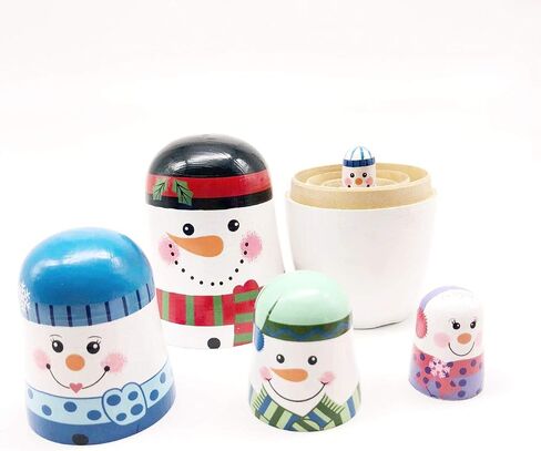 Konrisa Animal Nesting Dolls Handmade Figurine Wooden Stacking Dolls Toys for Children Kids,Home Decoration Party Supplies,Set of 5 Brown Bear in Kuwait